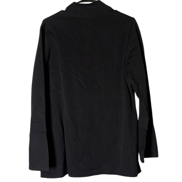 Peruvian Connection 100% Pima Cotton Black Embroidered Cardigan Tunic Size Large - Picture 2 of 4